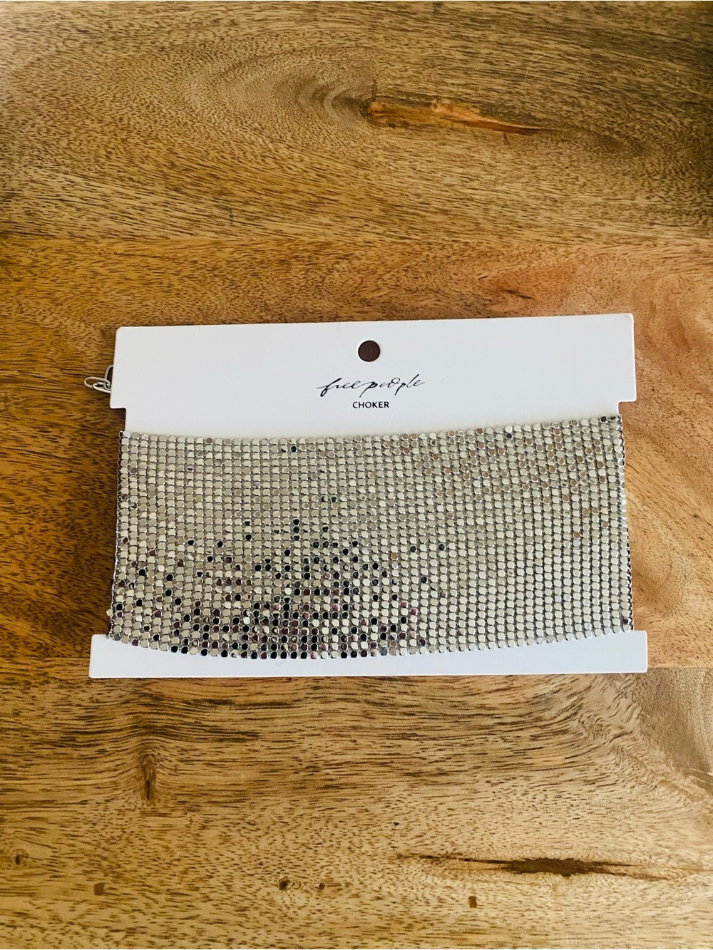 Free People Silver Shimmering Choker Necklace